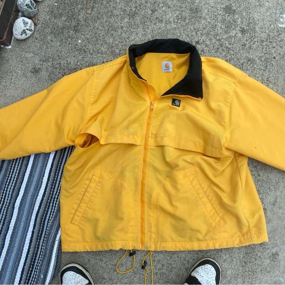 Carhartt Yellow and Black Raincoat Lightweight Design